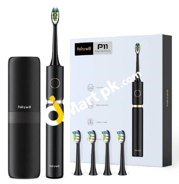Fairywill P11 Plus Sonic Toothbrush Waterproof Powerful Fast Charging Smart Timer With 4 Replacement